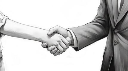 two businessmen shaking hands,unity diverse partnership concept sketch clip art