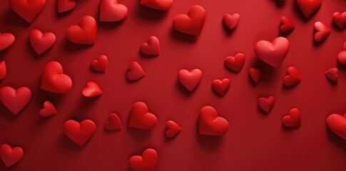 A bunch of red hearts on a red background
