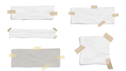 Piece of paper in png. Adhesive tape. Wrinkled texture. transparent background. Cut paper. Color.