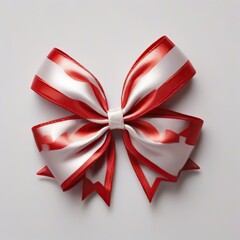 Red satin bow isolated on white background, 3d illustration.