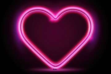 A heart shaped neon sign on a black background