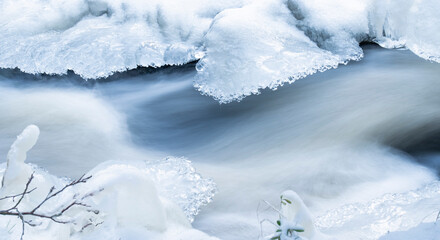 Close-up of wintry stream in the nature