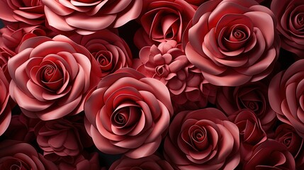 Obraz premium Roses Red Hearts Background Valentine Concept, Background Image, Desktop Wallpaper Backgrounds, HD