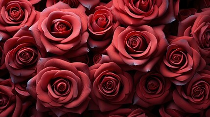 Obraz premium Scarlet Red Fresh Roses, Background Image, Desktop Wallpaper Backgrounds, HD