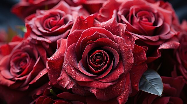 Scarlet Red Fresh Roses, Background Image, Desktop Wallpaper Backgrounds, HD