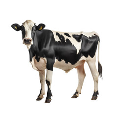 black and white cow on the png transparent background, easy to decorate projects.