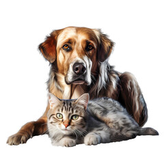 Homeless dogs and cats abandoned on PNG transparent background