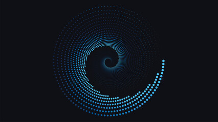 Abstarct spiral vortex style simple background in dark blue color. This minimalist logo type background can be used as a banner or logo.