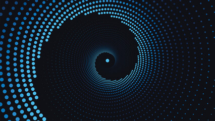 Abstarct spiral vortex style simple background in dark blue color. This minimalist logo type background can be used as a banner or logo.