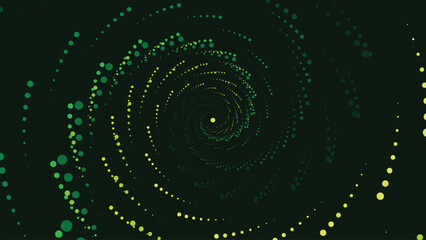 Abstarct green gradient spinning background in dark green color.