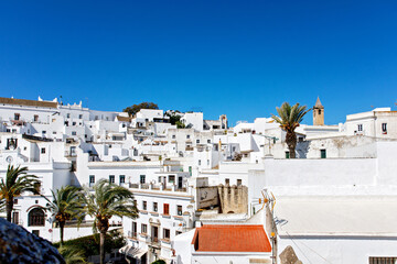 Naklejka premium Beautiful view on Vejer de la Frontera, Spain, Andalusia region, Costa de la Luz, Cadiz district, White Towns, Iberian Peninsula, Old town. Ruta de los Pueblos Blancos