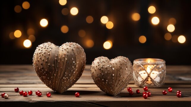 Presents Withred Heart On Wooden Board, Background Image, Desktop Wallpaper Backgrounds, HD