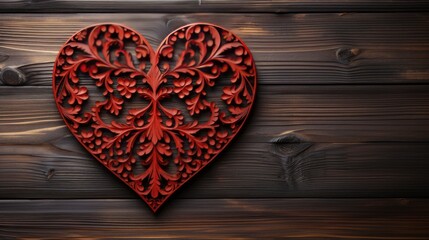 Red Heart Snowflake On Wooden Background, Background Image, Desktop Wallpaper Backgrounds, HD