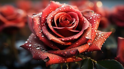 Red Rose Ribbon Water Droplets, Background Image, Desktop Wallpaper Backgrounds, HD