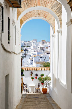 Fototapeta Beautiful streets of Vejer de la Frontera, Spain, Andalusia region, Costa de la Luz, Cadiz district, White Towns, Iberian Peninsula, Old town. Ruta de los Pueblos Blancos
