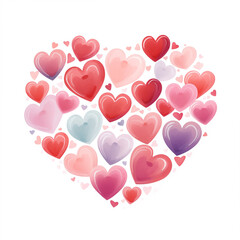 Valentine set of pink hearts. Cute illustration of heart for card, print. Romantic wedding love image