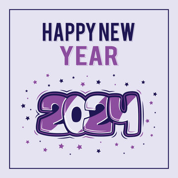 Happy New Year 2024 Vector Typography Design