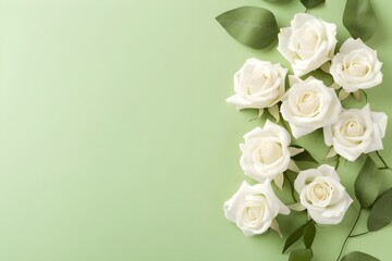 Obraz na płótnie Canvas bouquet of foral with light green wedding invitation card generative AI