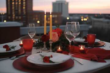 Modern Valentine's Rooftop Dinner with City View