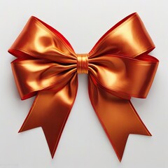 Naklejka premium Decorative big golden red bow on a white background. 