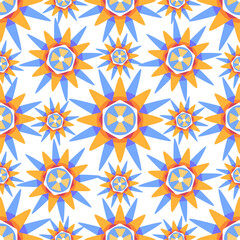 Vector Christmas pattern with Christmas stars in cartoon style.