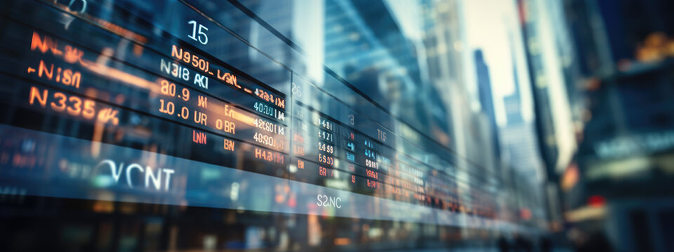 Close-up of a digital screen displaying financial stock market data with graphs and analytics, illustrating market trends and investment analysis.