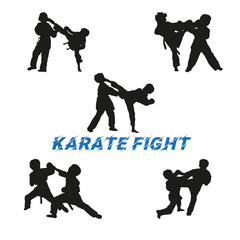 Karate vector silhouettes. Karate martial arts.
