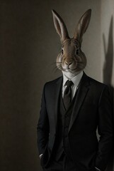 a bunny in a suit, tie and a tuxedo