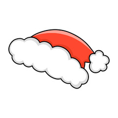 Cartoon Santa hat. Isolated on white background. Design element. Template for your design, books, stickers, cards. Vector illustration.