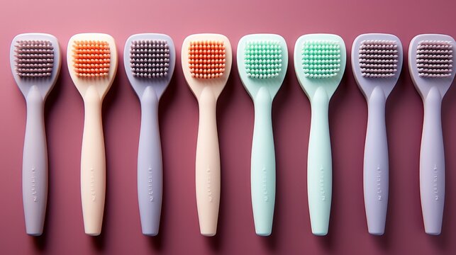 Flat Lay Tiny Heartshaped Papers Toothbrush, Background Image, Desktop Wallpaper Backgrounds, HD