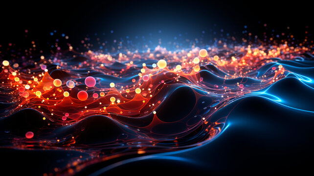 Multiple quantum entanglements within a fractal wave pattern. Generative AI