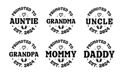 Fototapeta premium Baby Announcement 2024 SVG Bundle, pregnancy announcement 2024 Designs, Promoted to Mommy Est.2024, Promoted to daddy Est.2024