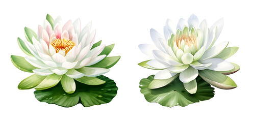 Victoria amazonica Flower, watercolor clipart illustration with isolated background