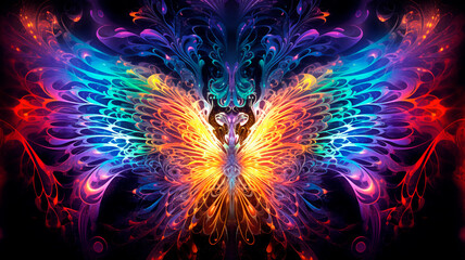 A shimmering colored, luminous, holographic quantum DMT substance from the spiritual realm. Generative AI