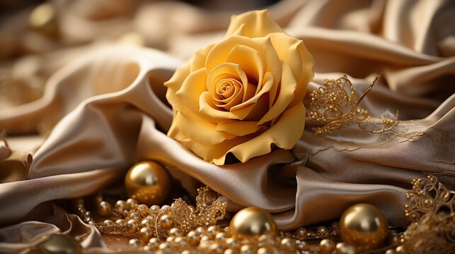 Gold Rose Ring Pearl, Background Image, Desktop Wallpaper Backgrounds, HD