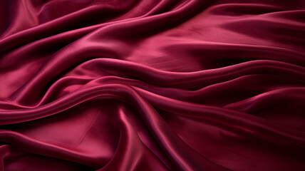 Obraz premium Red satin fabric. The fabric has a smooth, shiny surface and a rich red color. Generative AI