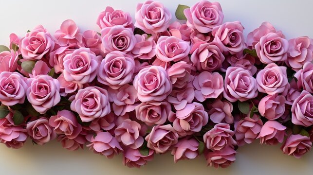 Collage Pink Roses Isolated On White, Background Image, Desktop Wallpaper Backgrounds, HD