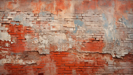 Worn paint flaked red brick texture. Generative AI