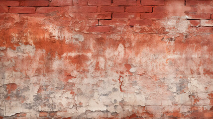 Worn paint flaked red brick texture. Generative AI