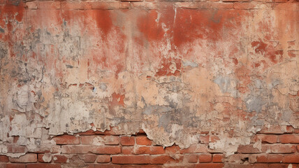 Worn paint flaked red brick texture. Generative AI