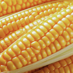 Fresh Corn on the Cob. Golden corn cob with glistening kernels and green husk.