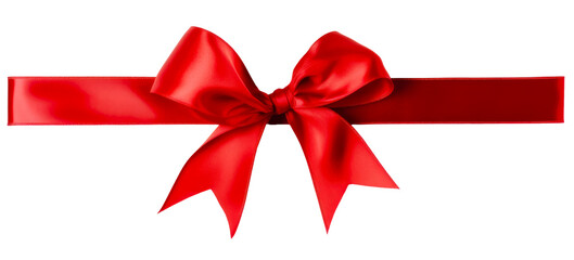  A red ribbon with a bow in the middle - Isolated, no background