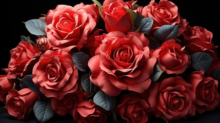 Obraz premium Black Background Red Roses Hearts, Background Image, Desktop Wallpaper Backgrounds, HD