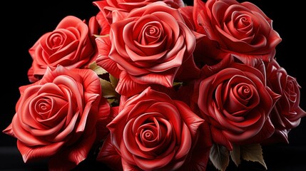 Obraz premium Bouquet Red Roses On Blured Background, Background Image, Desktop Wallpaper Backgrounds, HD