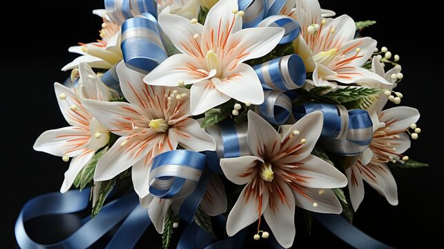 Bridal Bouquet White Orchids Blue Tape, Background Image, Desktop Wallpaper Backgrounds, HD
