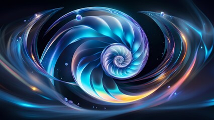 blue water element nautilus concept background, splash fluid wallpaper motion	