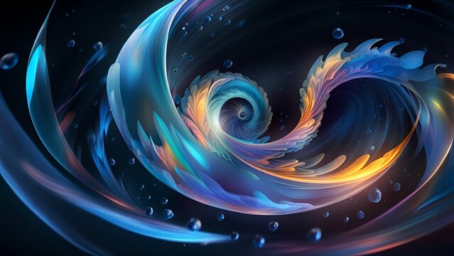 blue water element nautilus concept background, splash fluid wallpaper motion	
