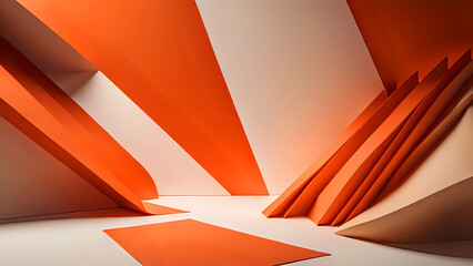 Orange and white background with shadows and spaces with lines, showing movement