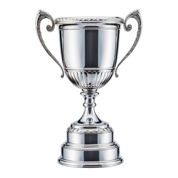Silver Trophy Cup with handles - PNG with transparent background