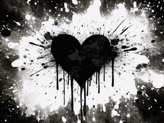 Heart on a black and white grunge background, capturing the essence of romance. The distressed texture adds a unique touch, perfect for projects seeking a blend of love and artistic flair.